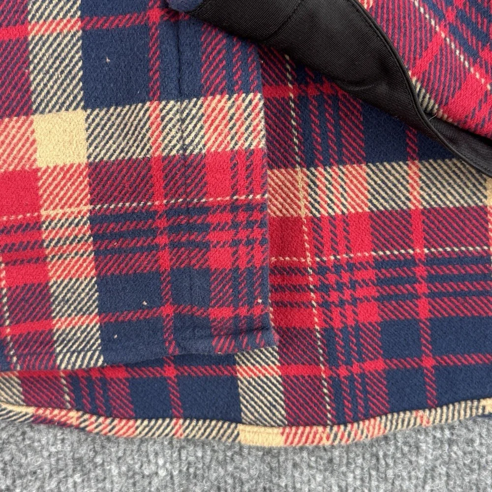 Orvis Thick Flannel Button-Up Shirt Shacket Men's M Red Navy Plaid Long Sleeve